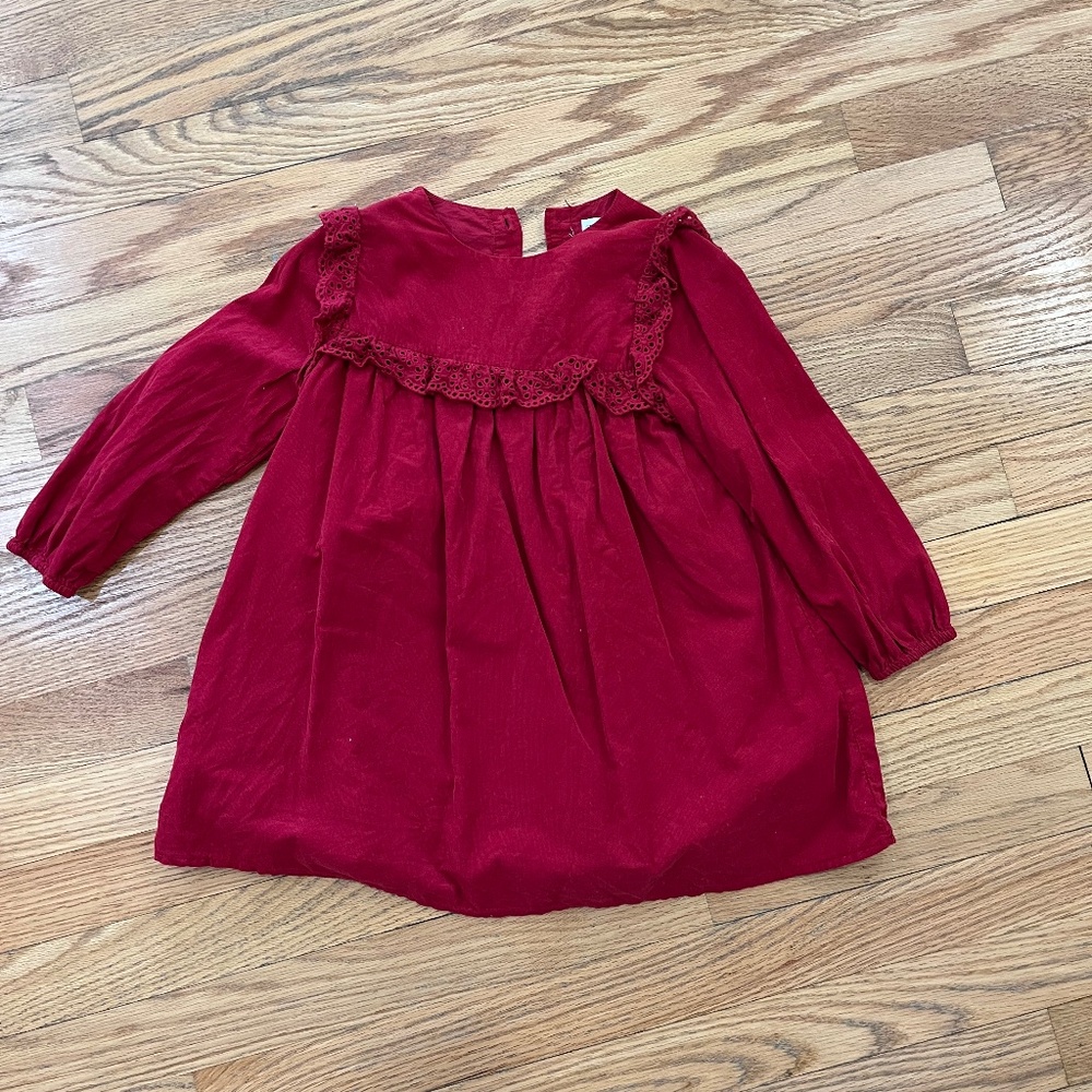 Red Zara toddler girl corduroy dress